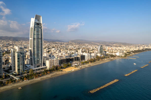 Drone aerial view of coastal area of Limassol city in Cyprus Europe Drone aerial scenery of coastal area of Limassol city in Cyprus Europe limassol photos stock pictures, royalty-free photos & images