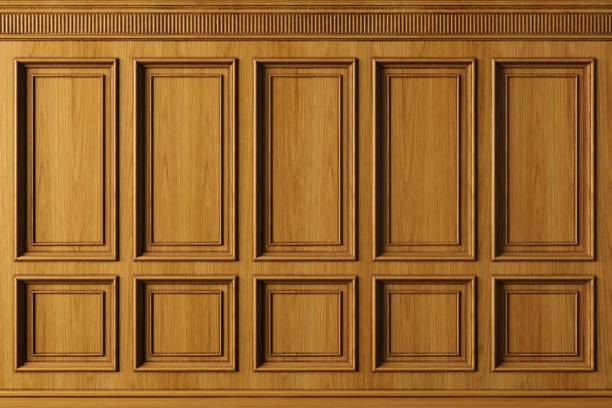 istock Classic wall with vintage brown wood panels 1464784903