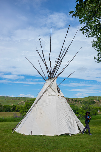 A teepee looks over the scenic hills of the Laurel Highlands in southwestern, PA.