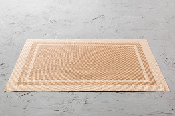 istock Perspective view of brown tablecloth for food on cement background. Empty space for your design 1464787027