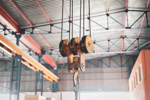 Metal rolled products on a warehouse background.