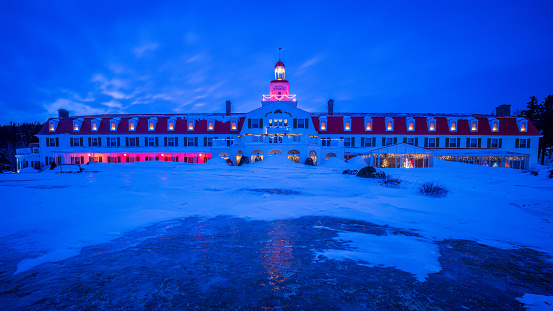 in Tadoussac the emblematic hotel with its white wall and red roof has a very specific architecture.