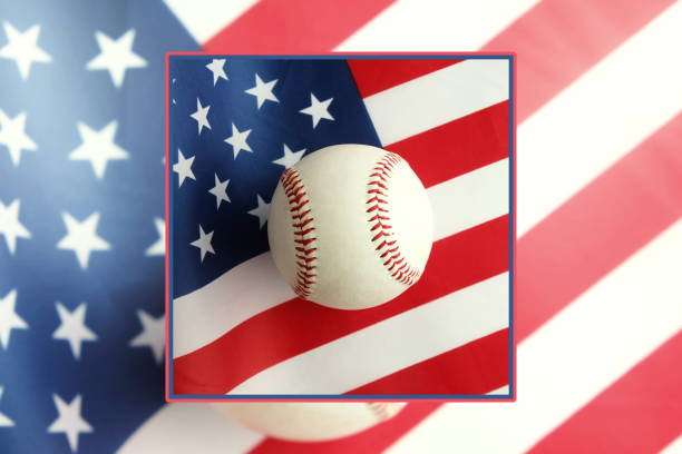 istock American flag with baseball for holiday background 1464807695