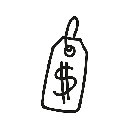 Hand drawn price tag. Vector doodle illustration