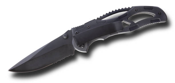 istock Blade out in an EDC self-defense knife withg shadow 1464811557