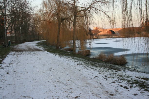 istock Snow in the frozen lake 1464811710