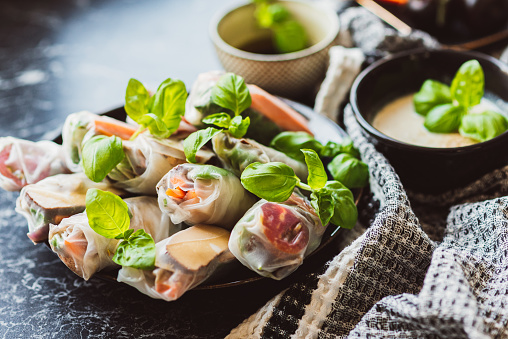 Vegan Summer Rolls with Tofu and Vegan Feta Cheese