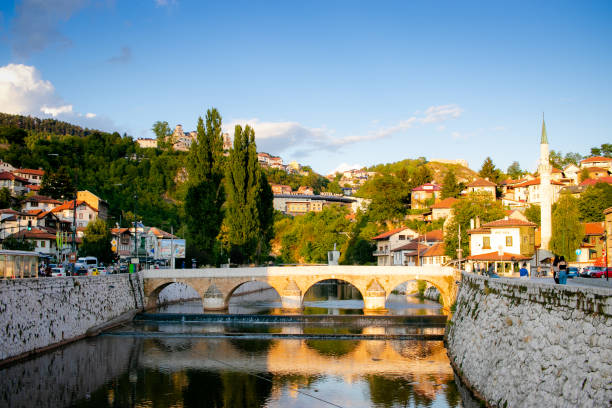 istock Rriver and a bridge in Sarajevo 1464813233
