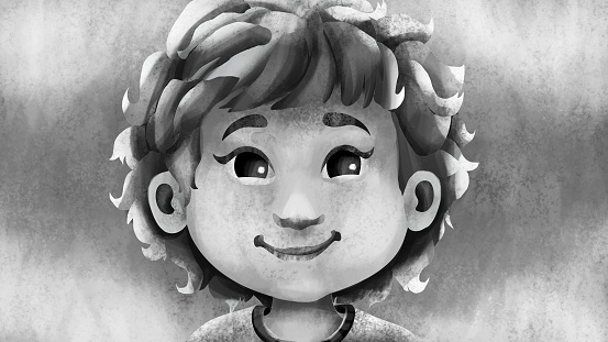 Child Boy Looking At Camera Illustration, Cartoon Style