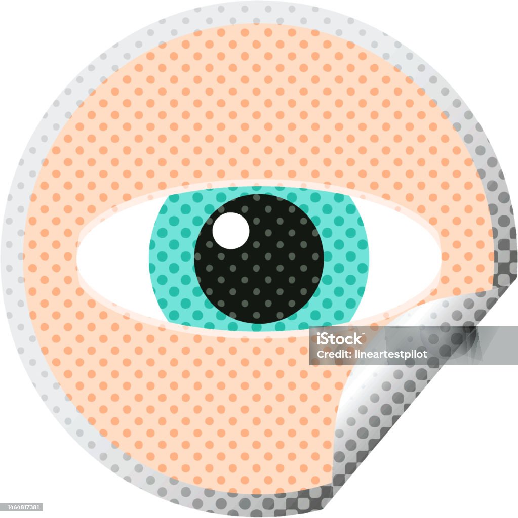 Staring Vector Staring Eye Graphic Vector Illustration Circular Sticker Stock ...