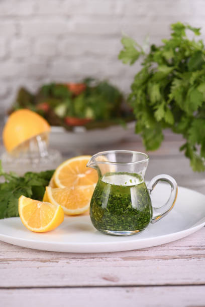 istock Green sauce, seasoning for salad 1464817465