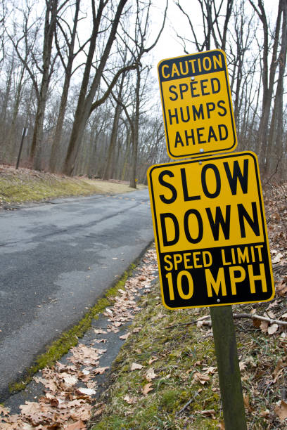 istock Proceed with caution road warning sign in park 1464819642