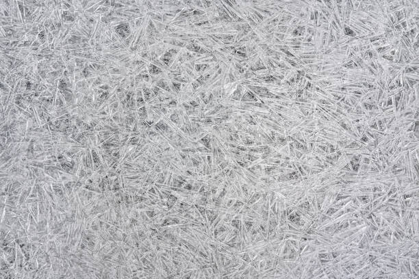 istock Ice on frozen river forming crystal like structures, closeup macro detail from above - abstract winter background 1464820163