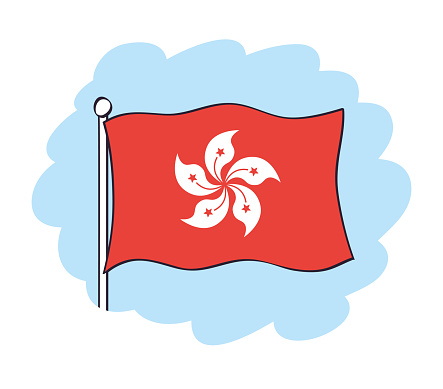 Hong Kong flag cartoon vector icon