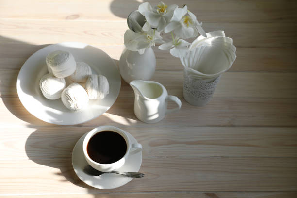 Cup of coffee with marshmallows