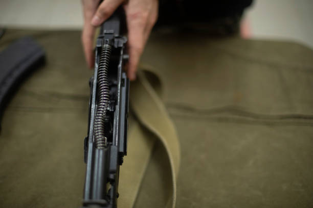 istock Arms assembly. Military training in Russia. Training machine. 1464824436