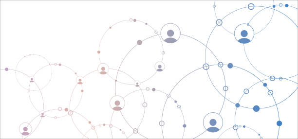 illustrazioni stock, clip art, cartoni animati e icone di tendenza di background di rete. connessioni con icone di punti, linee e persone. sfondo della tecnologia vettoriale - networking