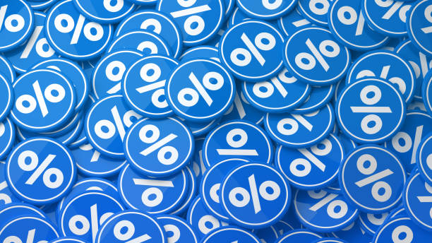 istock Percent sign badge 1464834836