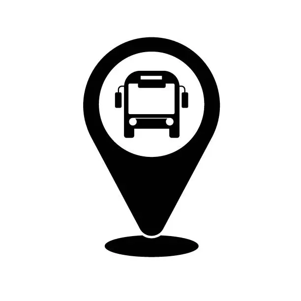 Vector illustration of Bus Route Map Pin Icon vector.