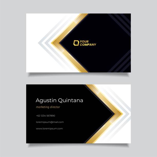 Golden Luxury Business Card Template Golden Luxury modern business card black and gold business cards stock pictures, royalty-free photos & images