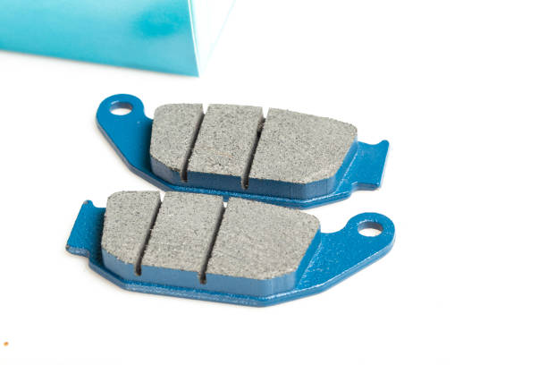 istock Motorcycle brake pads isolated on white background, close-up image 1464843223