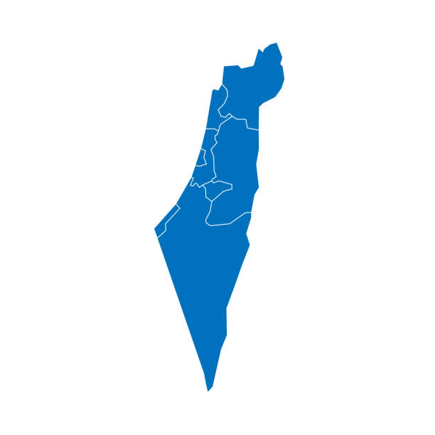 illustrazioni stock, clip art, cartoni animati e icone di tendenza di mappa politica israeliana delle divisioni amministrative - israel