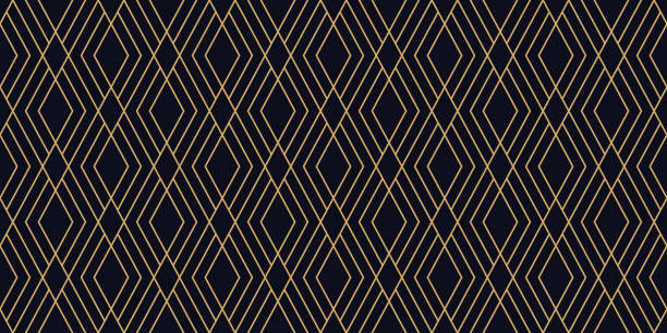 Seamless Geometric Vector Pattern Seamless. Colors easily changed. Editable Stroke. gold-diamond-pattern stock illustrations