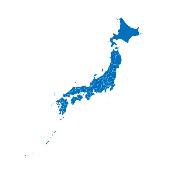 Vector illustration of Japan political map of administrative divisions