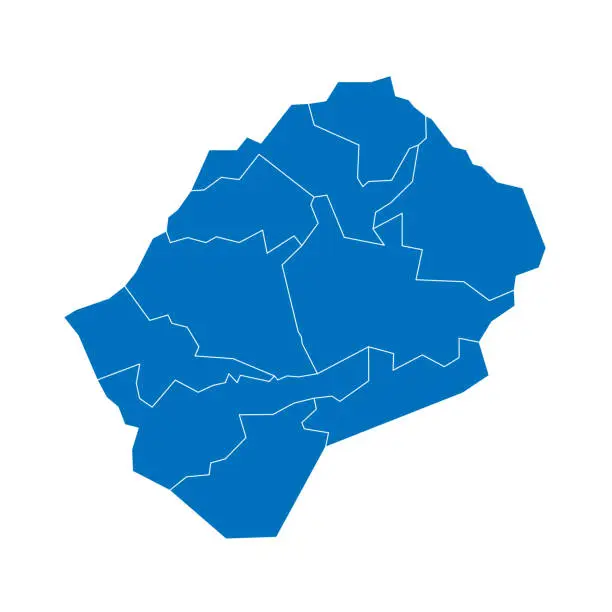 Vector illustration of Lesotho political map of administrative divisions