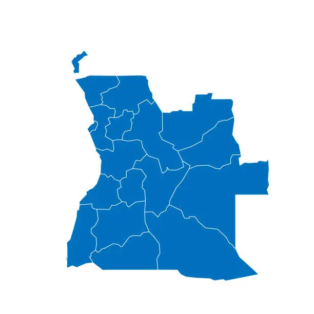 Vector illustration of Angola political map of administrative divisions