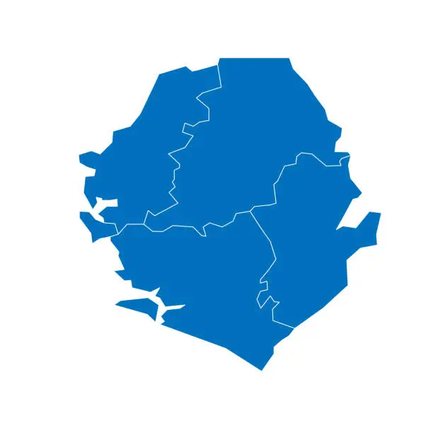 Vector illustration of Sierra Leone political map of administrative divisions