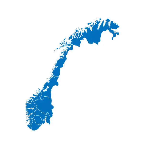 Vector illustration of Norway political map of administrative divisions