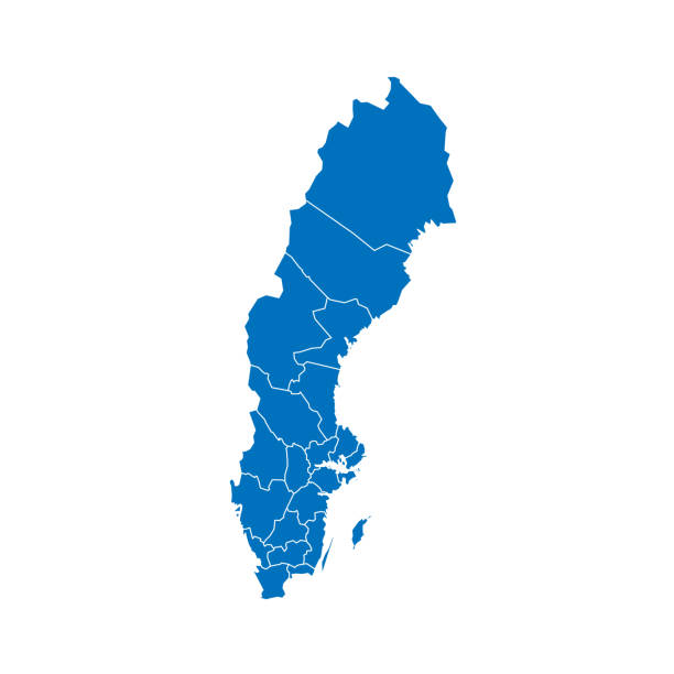 스웨덴 행정 구역의 정치지도 - sweden map stockholm vector stock illustrations