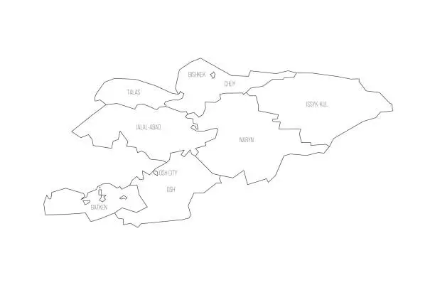 Vector illustration of Kyrgyzstan political map of administrative divisions