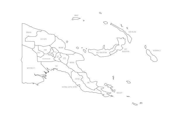 polityczna mapa podziału administracyjnego papui-nowej gwinei - parcel tag stock illustrations