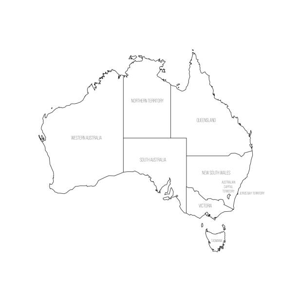 polityczna mapa podziału administracyjnego australii - parcel tag stock illustrations