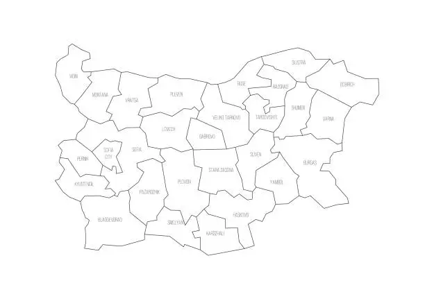 Vector illustration of Bulgaria political map of administrative divisions