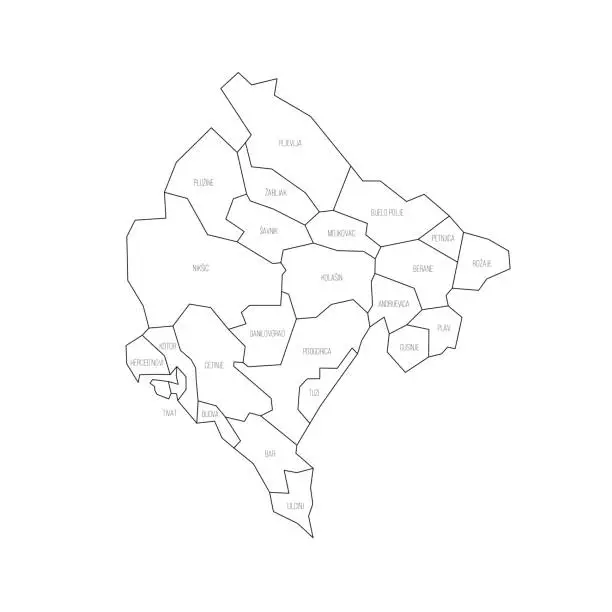 Vector illustration of Montenegro political map of administrative divisions