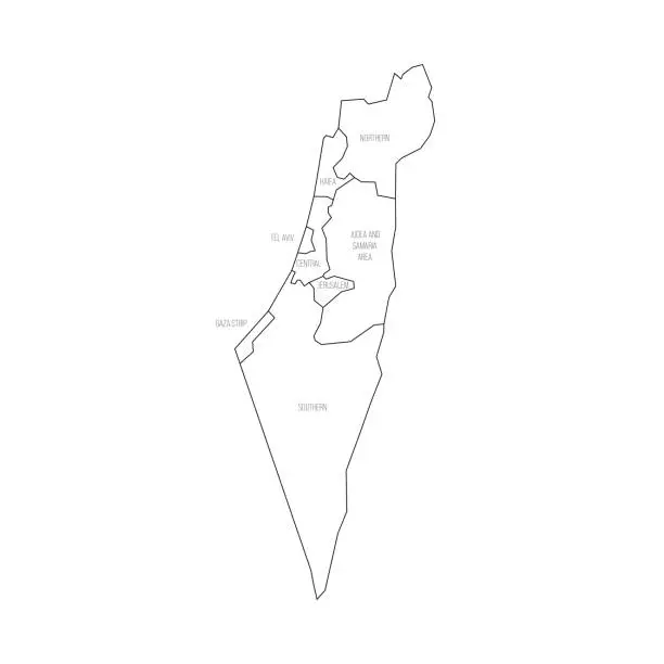 Vector illustration of Israel political map of administrative divisions