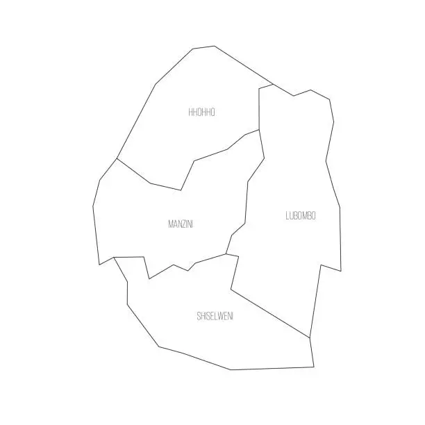 Vector illustration of Eswatini political map of administrative divisions