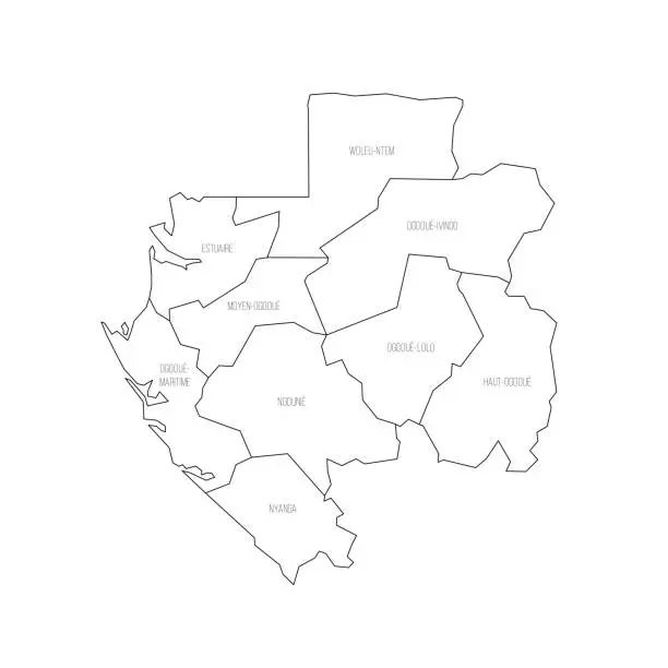 Vector illustration of Gabon political map of administrative divisions