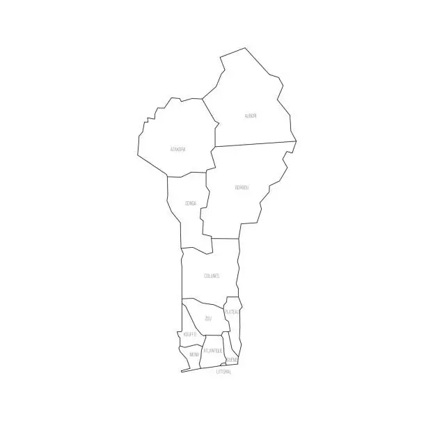 Vector illustration of Benin political map of administrative divisions
