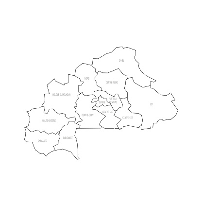 Burkina Faso Politische Karte Der Verwaltungsgliederung Stock Vektor