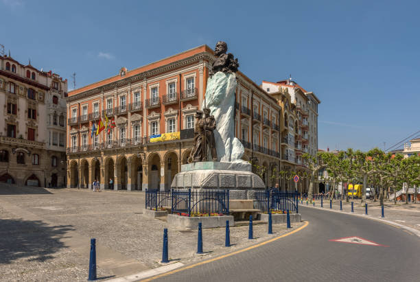 The solar square in the old town of Portugalete, Biscay, Spain stock photo