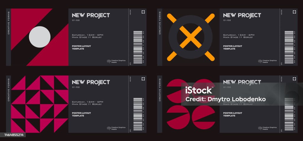 Ticket Vector Graph Ticket Vector Template Layout With Abstract Vector Geometric Shapes ...