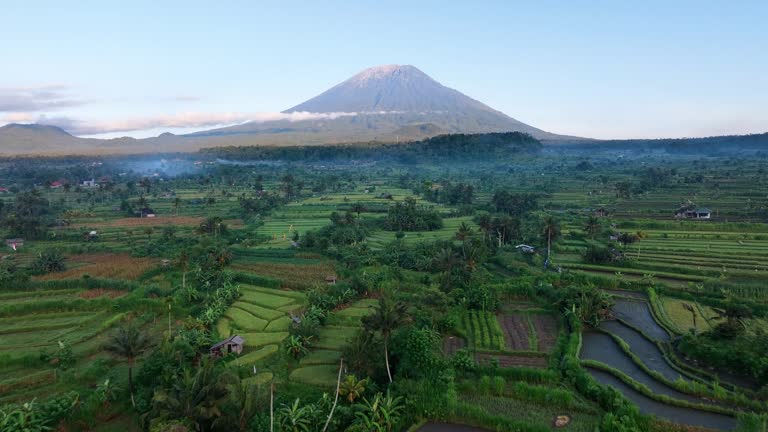 Aerial view of Mount Agung, Bali, Indonesia.