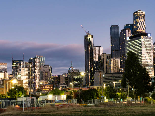 istock Urban skyline at dusk 1464867013