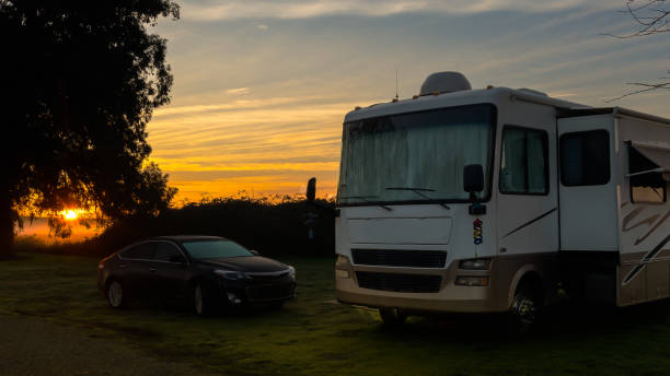 istock Camping sunrise motorhome 1464870196
