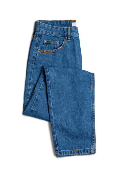 istock Blue jeans pants isolated on white background. 1464876910