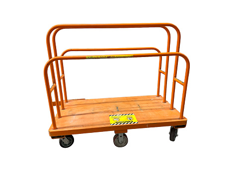 Orange wood cart isolated on white background